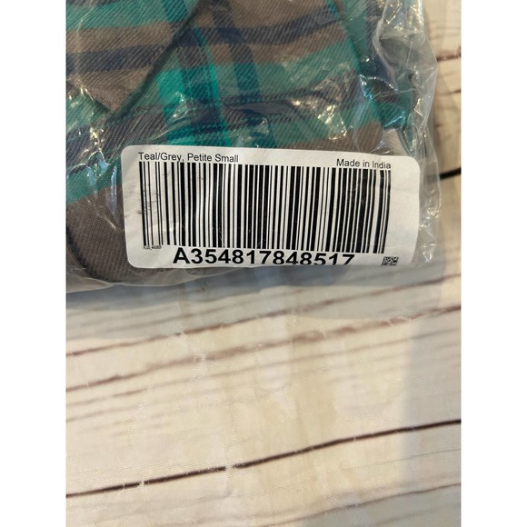 Taloni Collections New Plaid Button Up Floral Black Gray Teal Size Small Petite - Picture 4 of 12